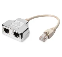 Digitus CAT. 5E Patch Kablo Adaptörü, Zırhlı, 2 x RJ45 Dişi  1 x RJ45 Erkek, Kablo mesafesi 0.19 metre