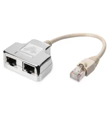 Digitus CAT. 5E Patch Kablo Adaptörü, Zırhlı, 2 x RJ45 Dişi  1 x RJ45 Erkek, Kablo mesafesi 0.19 metre