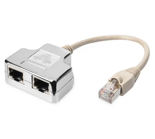 Digitus CAT. 5E Patch Kablo Adaptörü, Zırhlı, 2 x RJ45 Dişi  1 x RJ45 Erkek, Kablo mesafesi 0.19 metre