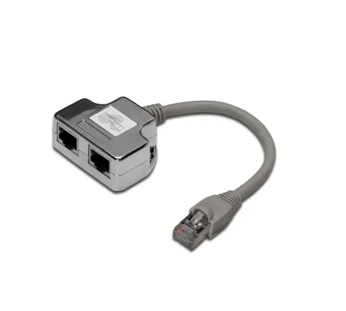 Digitus CAT. 5E Patch Kablo Adaptörü, Zırhlı/Shielded, 2 x RJ45 Dişi <-> 1 x RJ45 Erkek, Kablo mesafesi 0.19 metre