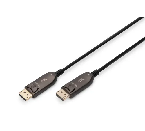 DIGITUS DisplayPort AOC Connection Cable M/M, 15 m, UHD 8K, 8K@60Hz, DP 1.4, gold, bl