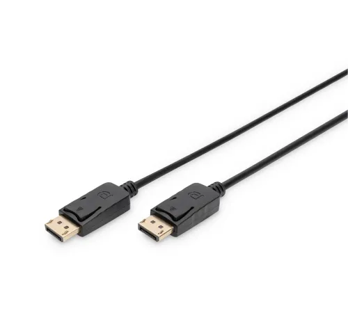 Digitus DisplayPort bağlantı kablosu, DP erkek <-> DP erkek, 2 metre, kilit mekanizmalı, Ultra HD 4K, siyah renk