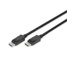 Digitus DisplayPort (DP) Bağlantı Kablosu, DP Erkek <-> DP Erkek, 3 metre, kilit mekanizmalı, Ultra HD 8K, DP 1.3/1.4, siyah renk