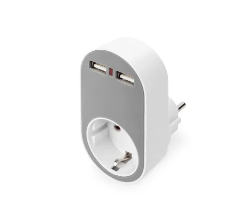 Digitus Evrensel Priz ve USB Yuvaya Sahip Şarj Adaptörü (2 x USB-A)<br>
Digitus Universal USB Plug-in Charger with 2 x USB-A Sockets and Integrated Socket