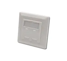 Digitus Keystone Jack Takmak İçin 2’li Priz (50/50 mm) Çerçevesi (80/80 mm), tozdan korumak amacıyla kapaklı, Beyaz Renk RAL 9010