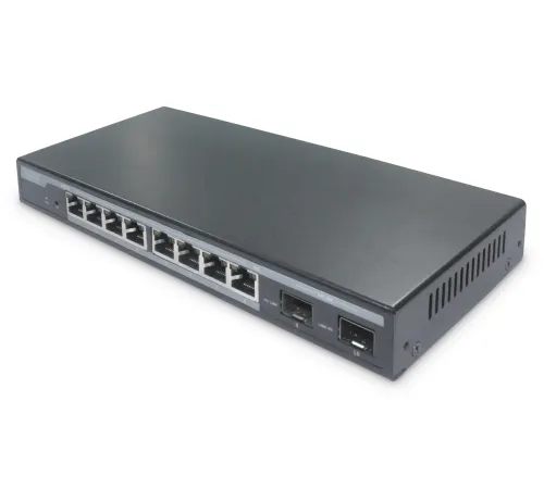 Digitus Layer 2 Yönetilebilir PoE Switch<br>
8-Port Gigabit PoE<br>
2 x SFP 10/100/1000Mbps<br>
PoE Güç Bütçesi: 86W<br>
Digitus Layer 2 Managed PoE Switch