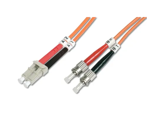 Digitus LC-ST Fiber Optik Patch Kablo, Multimode, Duplex, OM2 50/125, 1 metre<br> 
Digitus Fiber Optik Patch Cord, duplex, LC to ST MM OM2 50/125 µ, 1 m