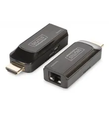 Digitus Mini HDMI Sinyal Uzatma Cihazı,  Alıcı (Receiver) ve Verici (Transmitter) Birim dahil, 50 metre, güç beslemesi için USB kablo kullanır
