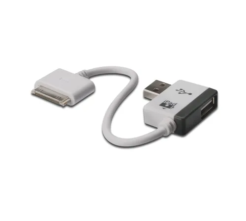 Digitus Mobil Taşınabilir Cihazlar için Evrensel Şarj Kablosu, USB A Dişi <-> Apple 30pin Erkek, 1 port USB 2.0 Hub özelliği