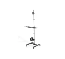 DIGITUS Mobile workstation (Monitor Mount, PC Holder) max. 8 kg load,32" screen max., black