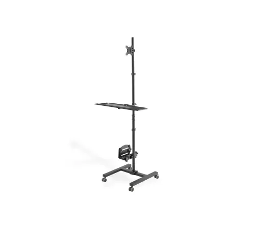 DIGITUS Mobile workstation (Monitor Mount, PC Holder) max. 8 kg load,32" screen max., black