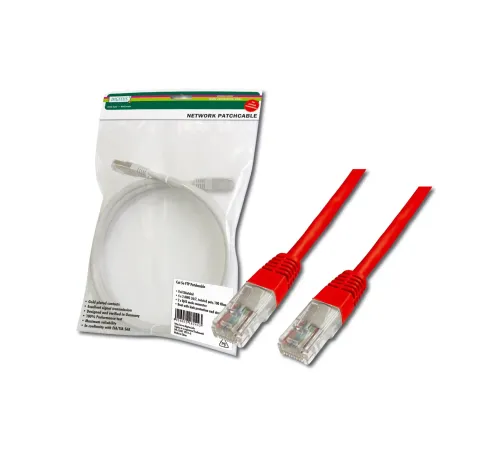 Digitus Patch Kablo, UTP, CAT. 5E, 3 metre, AWG 26/7, Kırmızı Renk, 3P sertifikalı