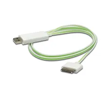 Digitus Senkronizasyon ve Şarj için FLUX CONNECT Işıklı Kablo, Apple Dock erkek <-> USB A erkek 0.90 metre, AWG28, beyaz renk, iPod, iPhone için ideal