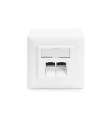 Digitus Sıva Üstü İkili CAT.6 RJ-45 Priz, Shielded (Zırhlı), 2 x RJ45, 8P8C, LSA, Beyaz renk RAL 9010<br>
Digitus CAT 6 Wall Outlet, Shielded, 2x RJ45 8P8C, LSA, pure white, surface mount