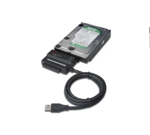 Digitus USB 3.0 <-> IDE ve Serial ATA I (SATA I) Adaptörü, Güç Adaptörlü<br>
Digitus USB 3.0 to SATAII + 3.5" IDE Adapter Cable Power Supply (12V/2A) included