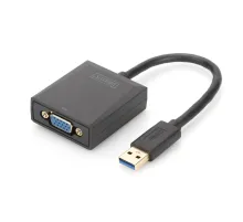 Digitus USB 3.0 <-> VGA Grafik Adaptörü<br>
Giriş: 1 x USB 3.0 USB-A erkek<br>
Çıkış:  1 x VGA (HD15) dişi (Full HD, 1080p)<br>
Plastik