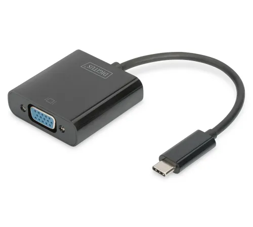 Digitus USB 3.1 (Gen. 1) (USB Tip C) <-> VGA Grafik Adaptörü<br>
Giriş: 1 x USB Tip C erkek (bilgisayar bağlantısı) <br>
Çıkış: 1 x VGA (HD15) dişi (Full HD)<br>
Plastik