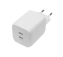 DIGITUS USB-C Mini charger, 2-Port, 65W 2x USB-C, 45W+20W, white