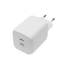 DIGITUS USB-C Mini charger, 2-Port, 65W 2x USB-C, 45W+20W, white