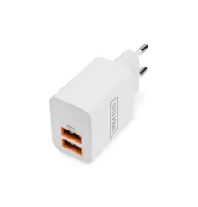 DIGITUS USB Charger 2x USB-A 15W, 2x 2,4A, white
