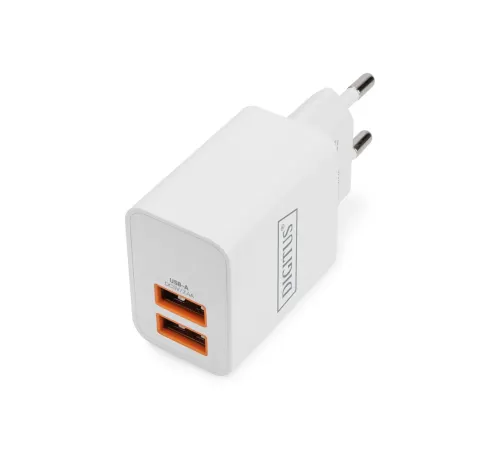 DIGITUS USB Charger 2x USB-A 15W, 2x 2,4A, white