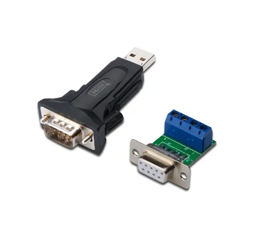 Digitus USB Erkek <-> RS-485 (klemens) çevirici.
<br />RS-485 tarafı için klemens adaptörü ve USB tarafı için 80 cm uzatma kablosu (USB-A erkek <–> USB- Dişi) ürünle birlikte gelmektedir.