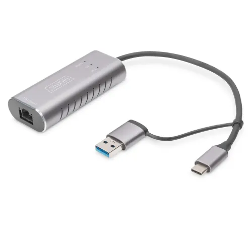 Digitus USB Tip C™ Gigabit Ethernet Adaptörü 2.5G, USB-C™ + USB-A (USB 3.1/3.0)<br>
Digitus USB Type C™ Gigabit Ethernet Adapter 2.5G, USB-C™ + USB-A (USB 3.1/3.0)