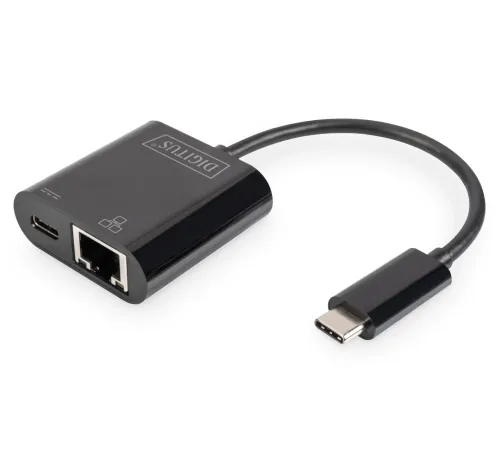 Digitus USB Tip C Gigabit Ethernet Adaptörü<br>
Giriş: 1 x 10/100/1000 port<br>
Çıkış: 1 x şarj özellikli USB Tip C (PD 2.0, 60W, 20V/3A) erkek port (bilgisayar bağlantısı için)<br> 
Digitus USB-Type-C Gigabit Ethernet Adapter + PD with