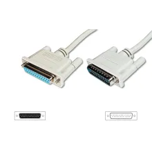 Digitus Veri aktarım uzatma kablosu, D-Sub25 St/Bu, 3m, seri/paralel, kalıplanmış, bej renk