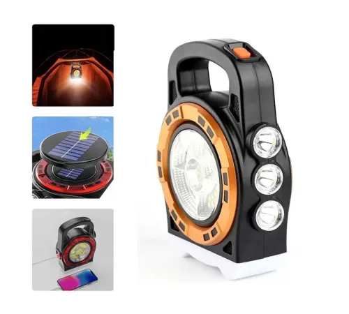 Dış Mekan Solar Şarj Işığı Çok Fonksiyonlu Projektör Hazine Güçlü Işık El Feneri P-6678C