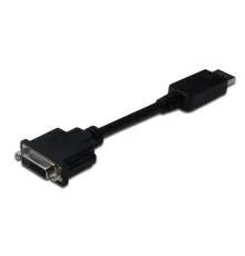 Digitus DisplayPort (DP) <-> DVI-I Adaptörü, Kablolu, DP Erkek - DVI-I (24+5) Dişi, 0.15 metre, kilit mekanizmalı, DP 1.2 uyumlu, 2x zırhlı, UL, nikel kaplama, siyah renk