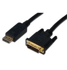 Digitus DisplayPort adaptör kablosu, DP tipi - DVI (24+1) St/St, 2.0m, kilitli, DP 1.1a uyumlu, bw