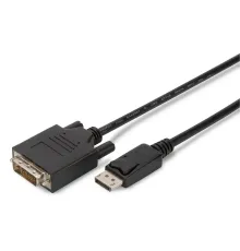 DisplayPort (DP) <-> DVI Kablosu, DP Erkek - DVI (24+1) Erkek, 2 metre, kilit mekanizmalı,   AWG28, 2x zırhlı, DP 1.1a uyumlu, UL, CE, siyah renk