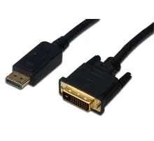 Digitus  DisplayPort adaptör kablosu, DP tipi - DVI (24+1) St/St, 3.0m, kilitli, DP 1.1a uyumlu, bw