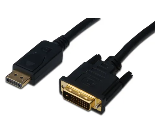 Digitus  DisplayPort adaptör kablosu, DP tipi - DVI (24+1) St/St, 3.0m, kilitli, DP 1.1a uyumlu, bw
