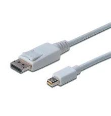 Digitus DisplayPort bağlantı kablosu, mini DP - DP St/St, 3.0m, kilitli, DP 1.1a uyumlu, beyaz renk