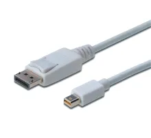 Digitus DisplayPort bağlantı kablosu, mini DP - DP St/St, 1.0m, kilitli, DP 1.1a uyumlu, beyaz