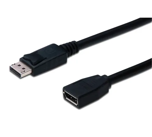 DisplayPort (DP) Uzatma Kablosu, DP Erkek - DP Dişi, 2 metre, kilit mekanizmalı, AWG 28, 2x zırhlı, DP 1.2 uyumlu, siyah renk