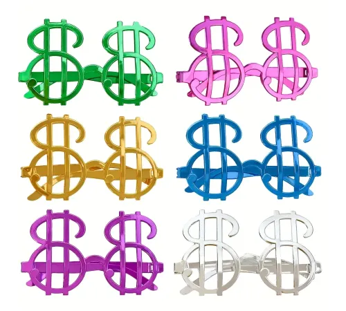 Dolar Şekilli Metalize Parti Gözlüğü 6 Adet