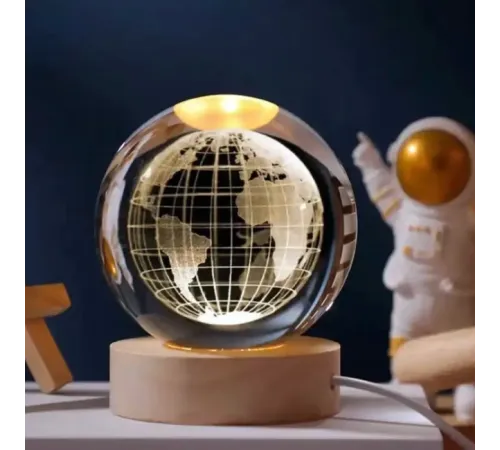Dunya Tasarımlı Işıklı Cam Küre Cap 6 Cm Kod 55