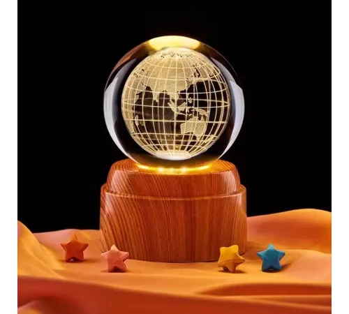 Dünya Tasarımlı Usbli Dönen Cam Küre