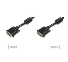 Digitus DVI Bağlantı Kablosu,  DVI bağlantı kablosu, DVI(24+1), 2x ferrit St/St,10 metre, DVI-D Çift Bağlantı, bw