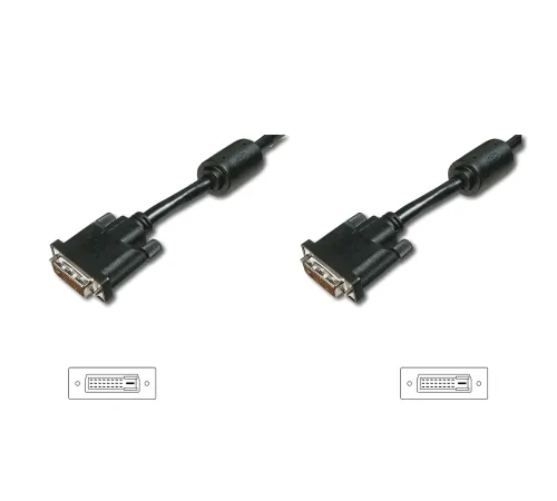 Digitus DVI Bağlantı Kablosu,  DVI bağlantı kablosu, DVI(24+1), 2x ferrit St/St,10 metre, DVI-D Çift Bağlantı, bw