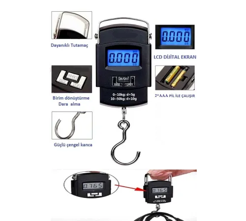 Elektronik Dijital El Kantarı 50 Kg Terazi Tartı 10 Gr Hassasiyet