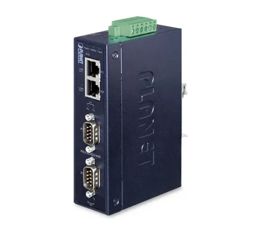 Endüstriyel 2-port RS232/RS422/RS485 Serial Device Server (Industrial 2-Port RS232/RS422/RS485 Serial Device Server)<br>
2KV sinyal izolasyon özelliğine sahip<br>
IP30, -40~75 Derece C