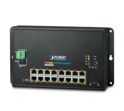 Endüstriyel Duvar Tip L2 Yönetilebilir Switch (Industrial 16-Port 10/100/1000T 802.3at PoE + 2-Port 100/1000X SFP Wall-mounted Managed Switch)<br>
16-Port 10/100/1000BASE-T IEEE 802.3at/af PoE+ Injector Port (Port başına 36 watt) (PoE Güç Bütçesi ma