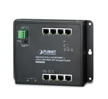Endüstriyel Duvar Tip Yönetilebilir Switch (Industrial  Flat-type Managed Switch)<br>
8 x  10/100/1000T<br>
2 x 100/1000X SFP<br>
L2/L4<br>
IP30, -40~75 derece  C