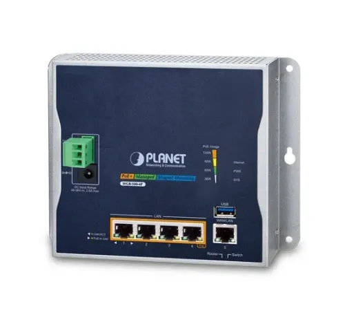 Endüstriyel Duvara Monte Edilebilen Gigabit Router (Industrial Wall-mount Gigabit Router)<br>
4-Port 802.3at PoE+