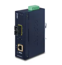 Endüstriyel Media Converter<br>
1000BASE-LX (SC,SM) <-> 10/100/1000BASE-T 802.3at PoE+<br>
10km<br>
1000BASE-LX to 10/100/1000BASE-T 802.3at PoE+ Industrial Media Converter (SC,SM) -10km