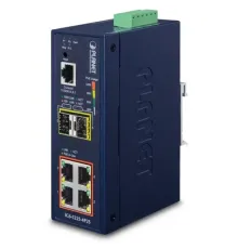 Endüstriyel Tip Yönetilebilir Ethernet Switch (Industrial Managed Ethernet Switch)<br>
Basic L3<br>
4-Port 10/100/1000T 802.3at/af PoE+ Injector (Port-1 ile Port-4 arası) (Port başına 36 watt) (PoE Güç Bütçesi maks. 144 watt)<br>
2-Port 